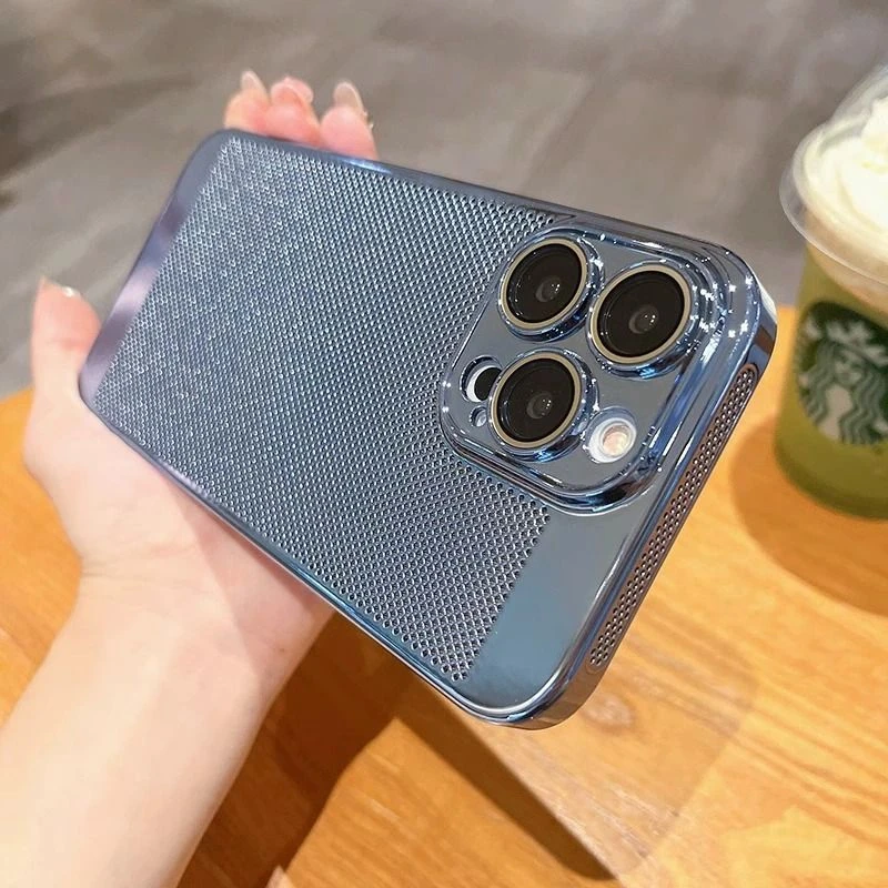 电镀超薄散热iPhone14手机壳自带镜头膜苹果13promax全包12硬pc套