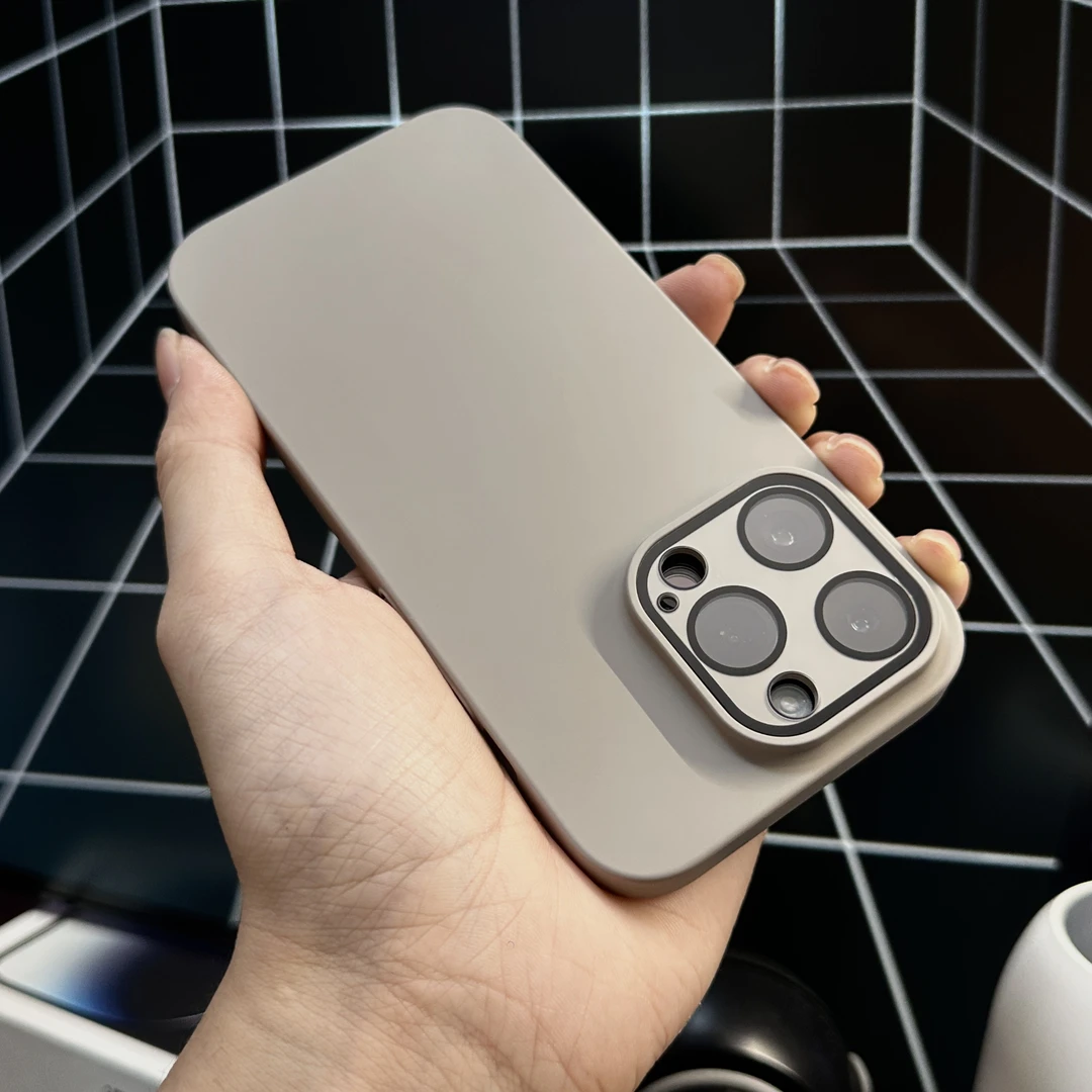 钛原色磨砂苹果15promax手机壳带镜头膜纯色iPhone14/13/12超薄硬