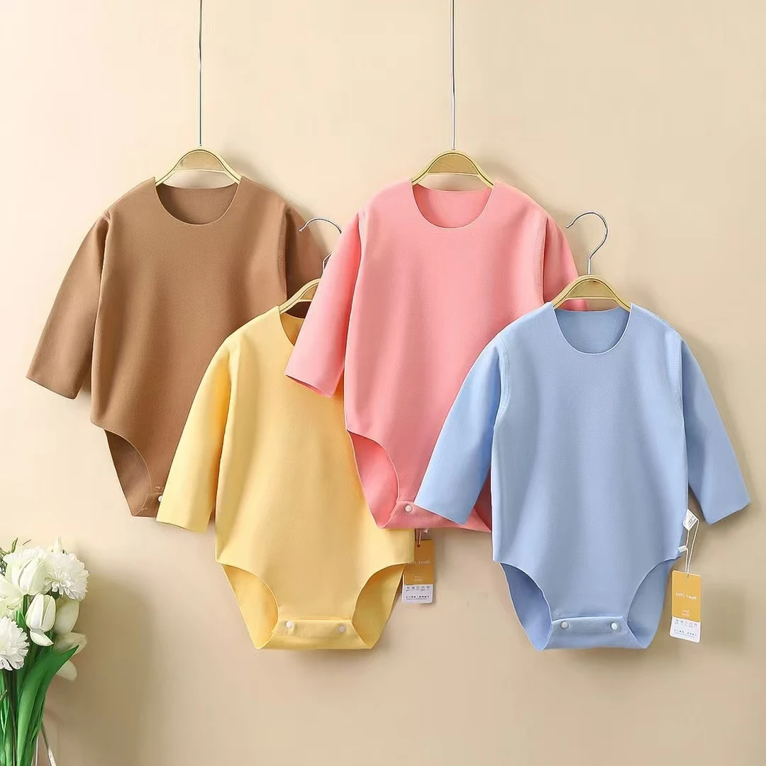 婴儿德绒保暖哈衣春秋冬季面料儿童爬服新生儿宝宝包屁护肚连体衣