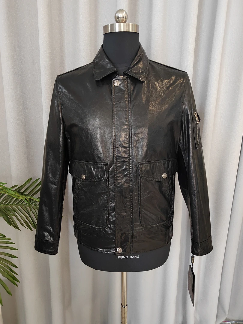 男士短款赫本山羊皮衣