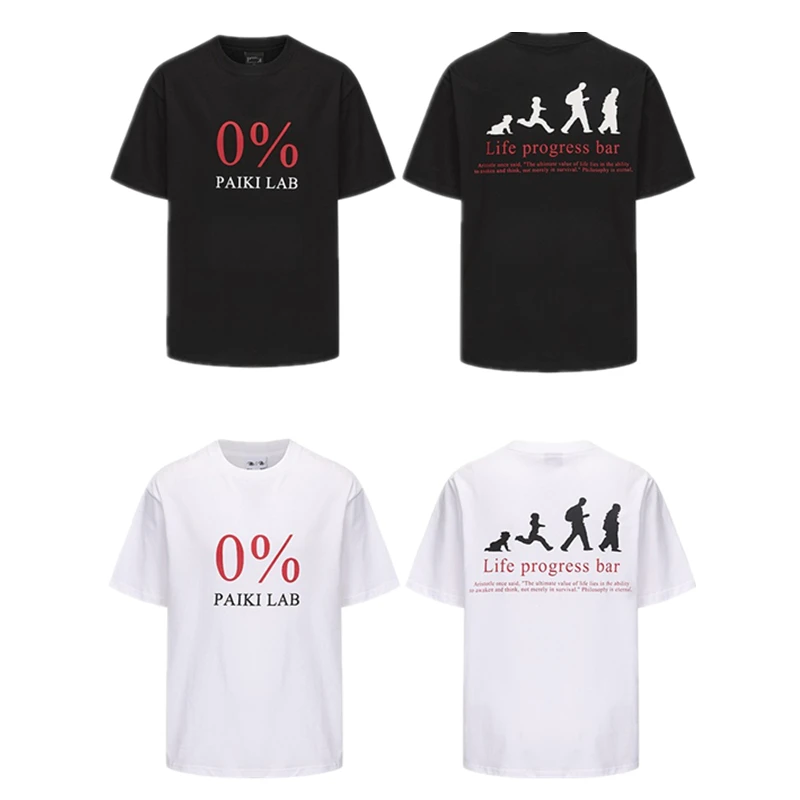 PAIKI0%印花文字短袖国潮牌休闲宽松cleanfit男T恤女圆领纯棉街头