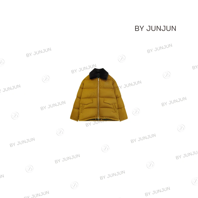 ByJunjun小众设计师 【焦糖南瓜】拼领羽绒服保暖白鸭绒外套S13126