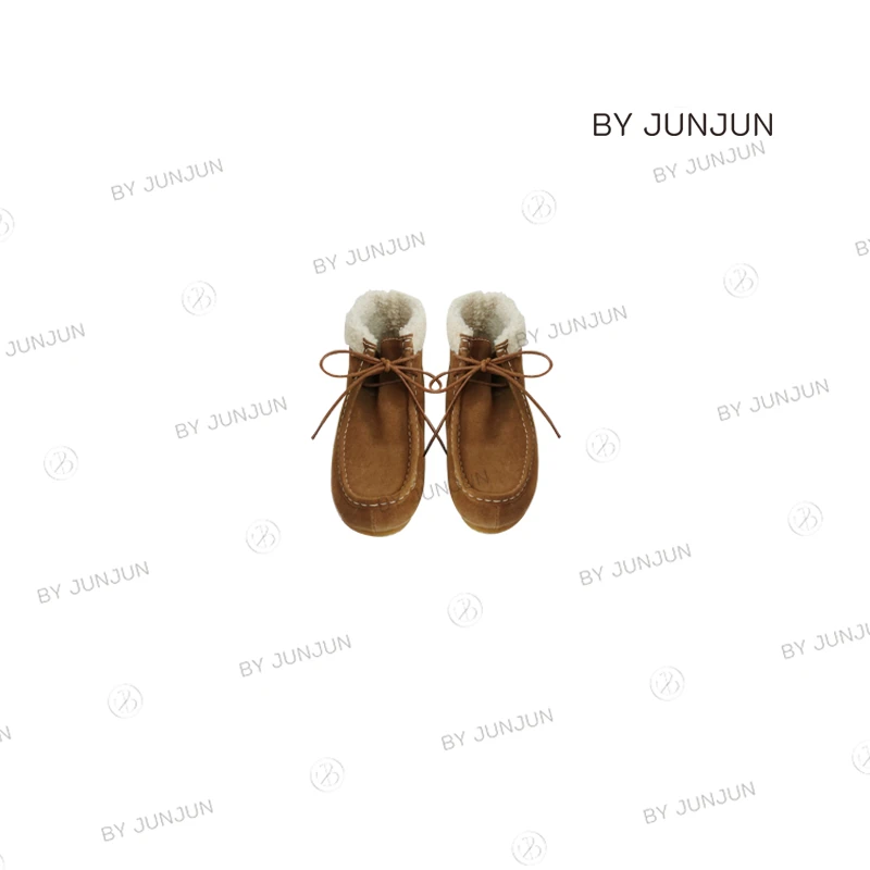 Byjunjun小众设计师 韩系流行珺珺自留加绒真皮袋鼠鞋X44190