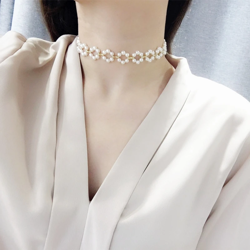贝珠项链锁骨链女韩国个性网红项圈性感百搭choker短款脖子饰品潮