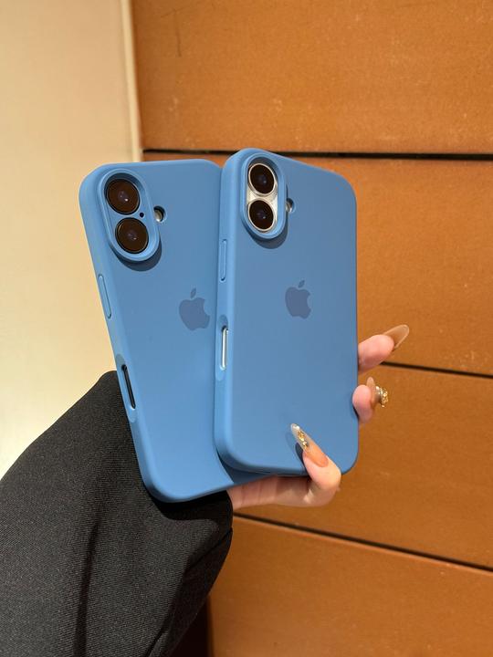 雀羽蓝适用苹果16promax手机壳液态硅胶iphone14简约13纯色12/11