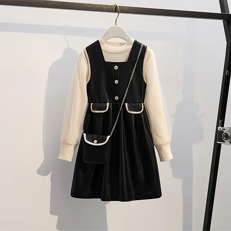 女童连衣裙秋装新款女宝宝套装裙女孩秋款时髦洋气儿童背带裙子