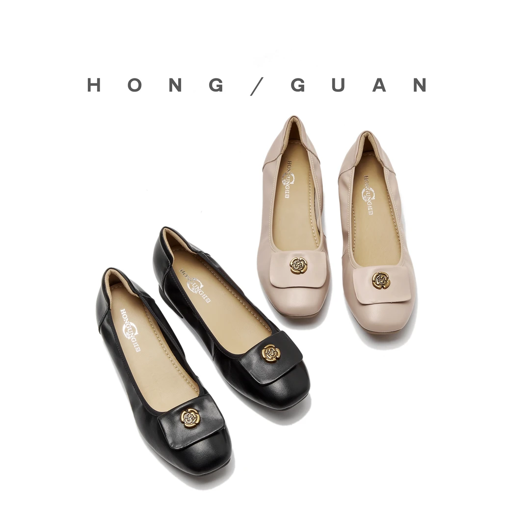 断码捡漏~红冠女鞋舒适时尚百搭一体跟超软舒适皮鞋628软底粗跟