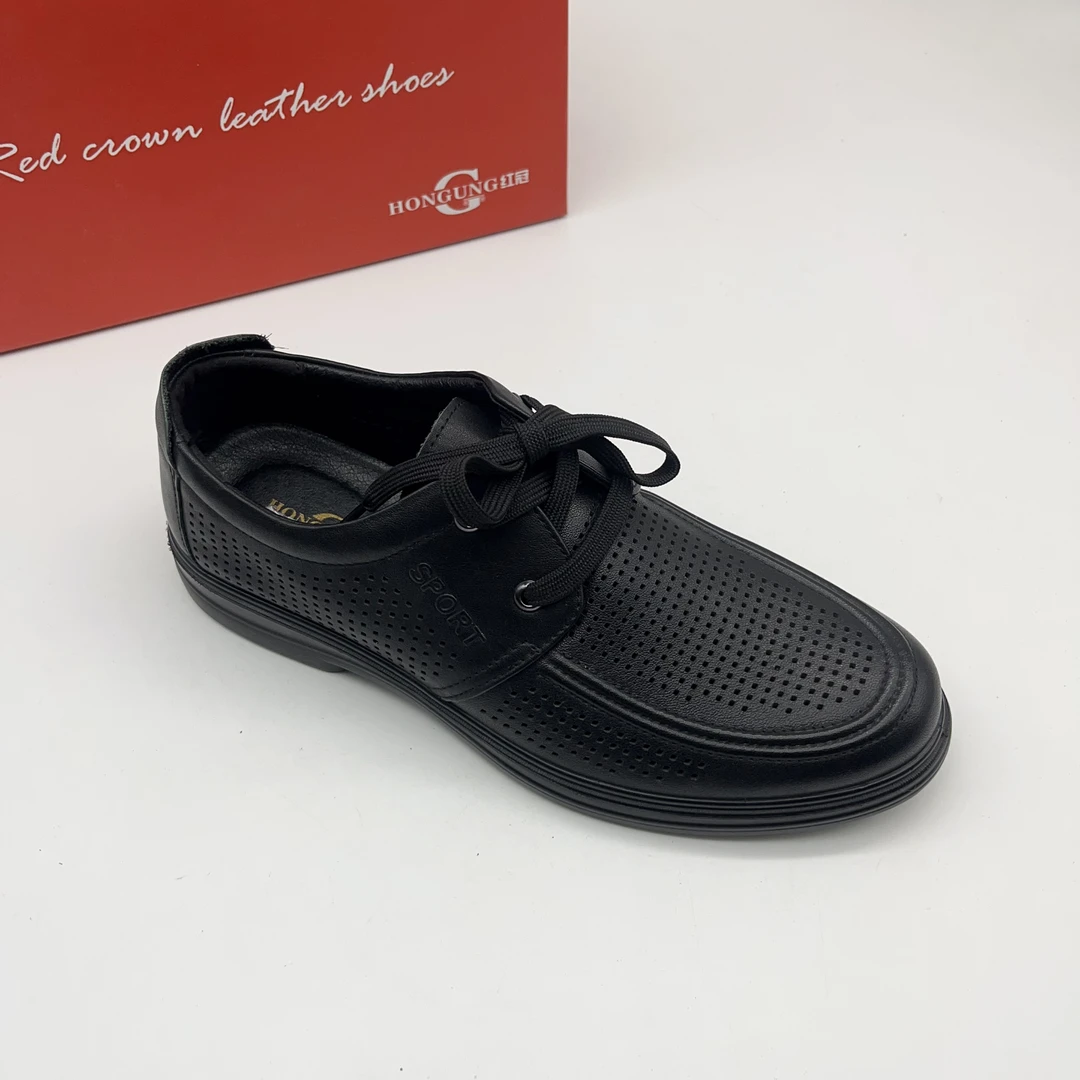 断码甩～红冠男鞋凉鞋打孔单鞋38300系带商务休闲男式凉鞋