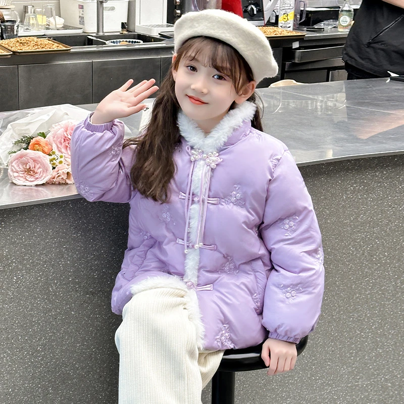 女童棉服冬季2023新款6-12岁15岁中大童中长款宽松加厚洋气棉衣袄
