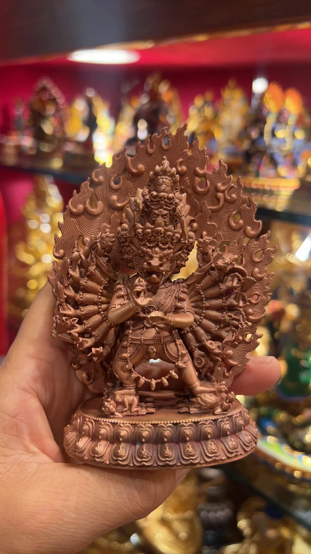 纯铜紫铜12cm独勇大威德铜本色护法佛像