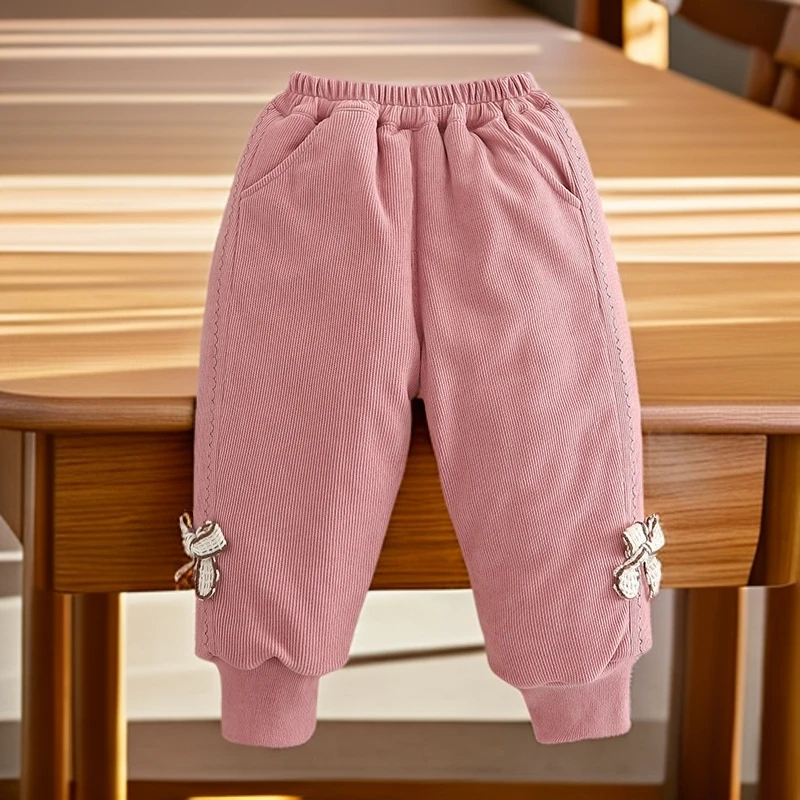 2024冬款女童三层夹棉加厚棉裤子女宝宝外穿保暖大棉裤洋气公主风