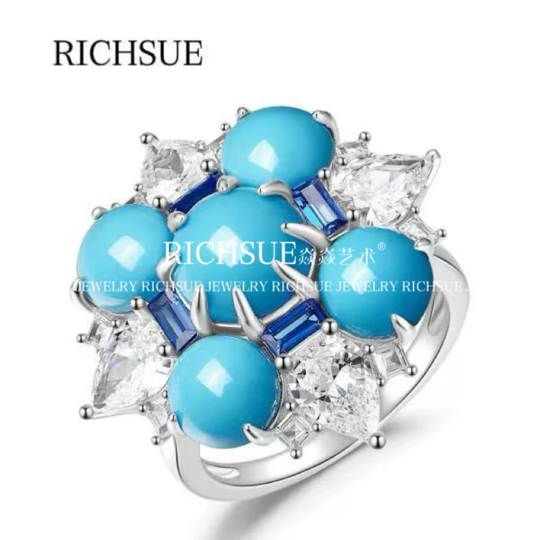 925银合成锆石戒指 RICHSUE 戒指 s925银镀金 精致百搭 显白