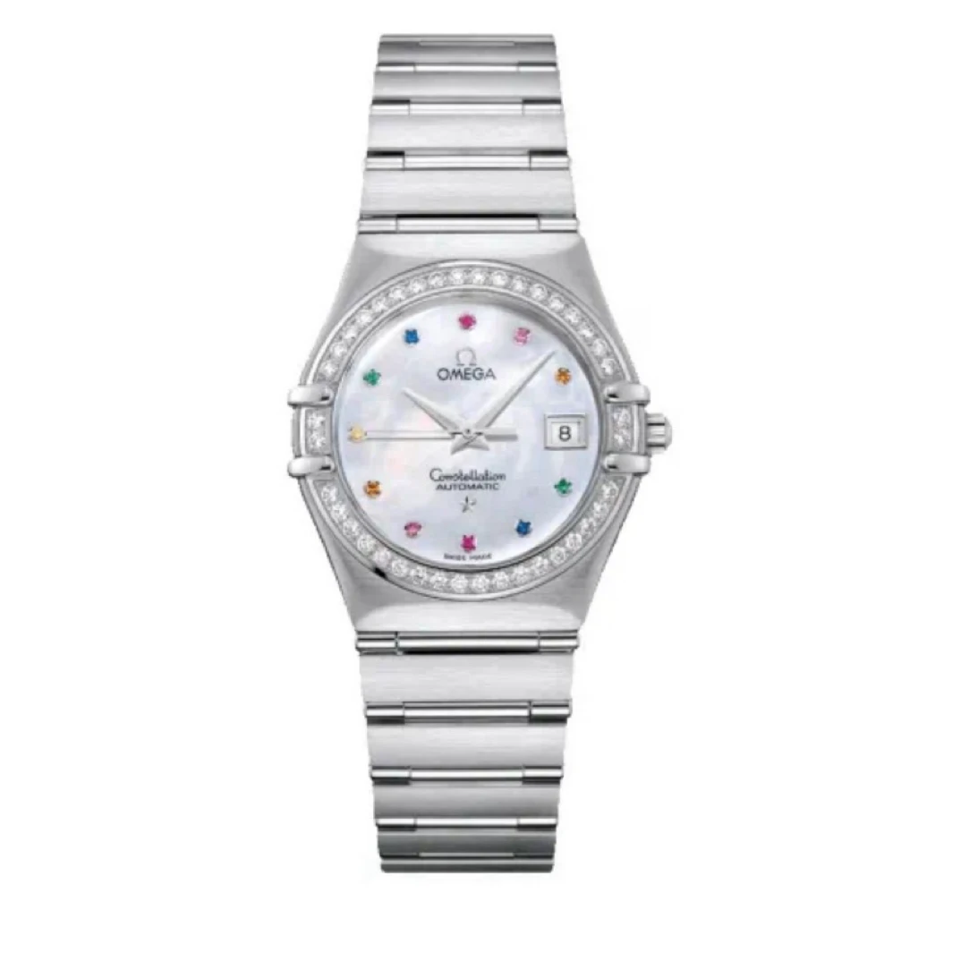 95新 Omega/欧米茄 星座系列女表27.5mm精钢自动机械镶钻腕表女款