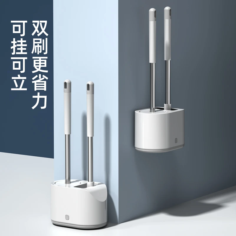 万奔长柄免打孔挂墙式壁挂马桶刷卫生间二合一多功能清洁刷套装