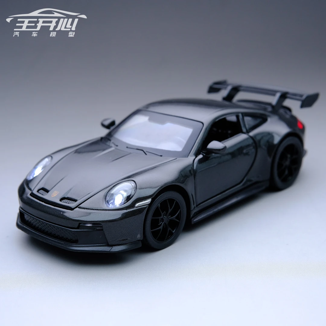 保时捷911 GT3 黑色 碳纤维 合金全开 汽车模型 炫酷跑车