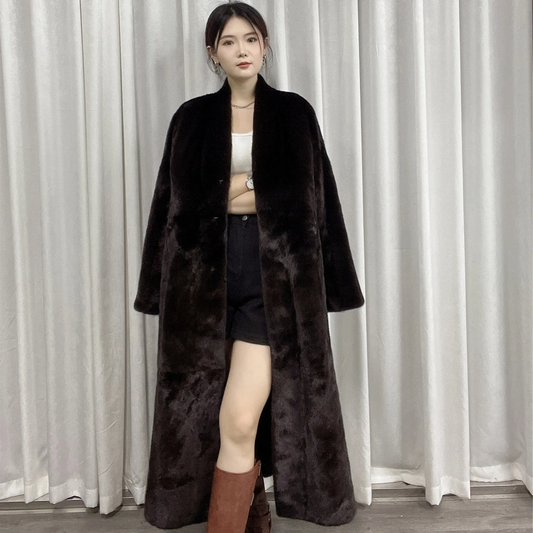【漫余MANYU】『简约』百搭长款本色水貂皮草洋气外套时尚秋冬新款