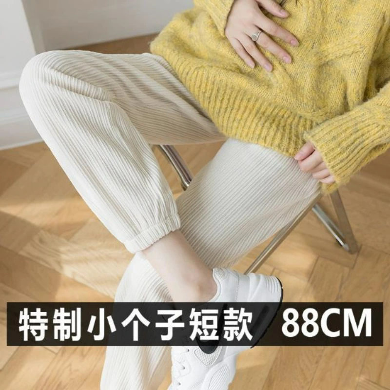 150小个子九分孕妇裤冬季加绒加厚雪尼尔灯芯绒矮个子外穿束脚裤