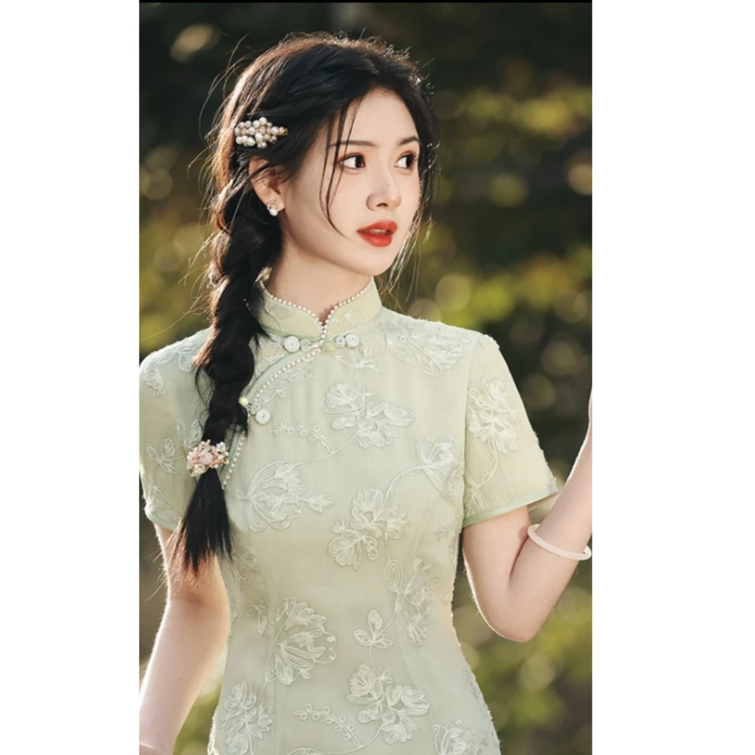 旗袍新款年轻少女改良高端时尚中式连衣裙国风古韵