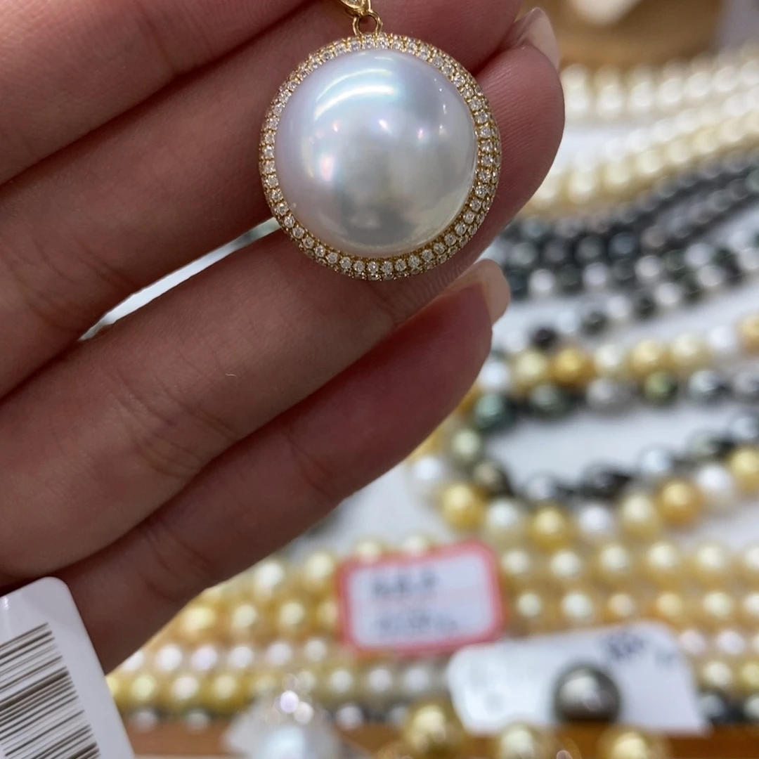 海水珍珠吊坠(不含链)18K金镶嵌