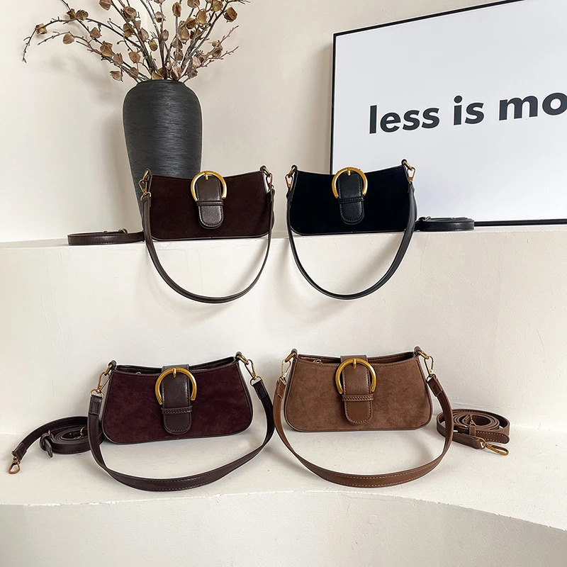 2024磨砂皮韩版腋下包单肩包气质轻奢时尚休闲百搭女士小方包小众