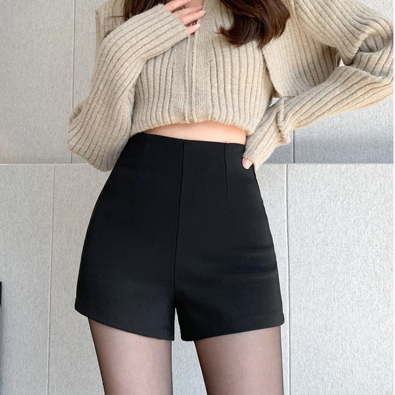 黑色短裤女弹力棉外穿修身a字网红打底裤显瘦显高秋季辣妹百搭