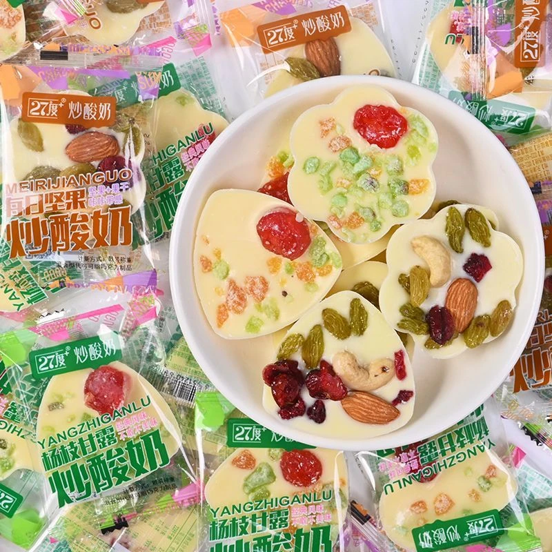 27度坚果炒酸奶零食杨枝甘露巴旦木葡萄干白巧克力(代可可脂)