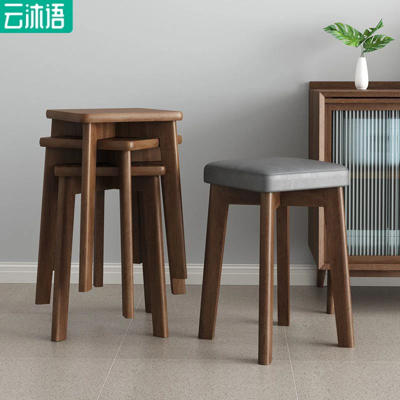 云沐语实木凳子椅子餐桌家用餐椅复古轻奢现代餐桌椅简约木凳餐凳