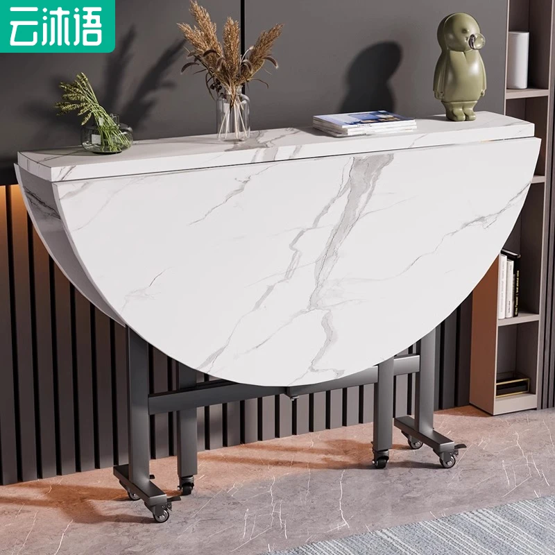 云沐语折叠桌家用圆桌吃饭桌小户型饭桌可折叠圆桌免安装圆形饭桌