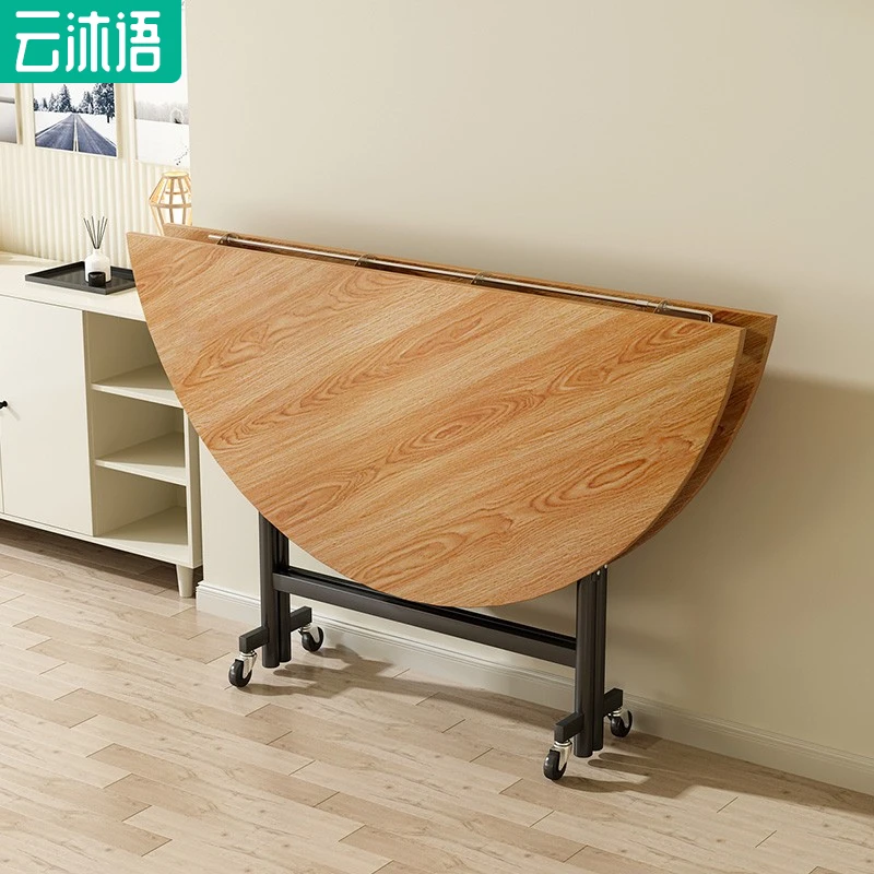 折叠圆餐桌两折带转盘可折叠家用折叠餐桌可移动吃饭桌出租饭桌子