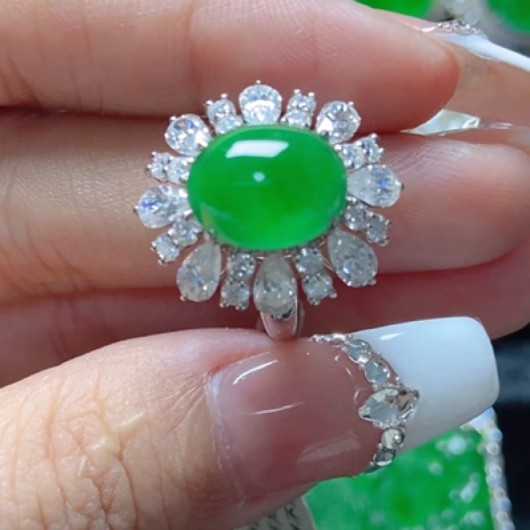 天然A货翡翠18k金戒指