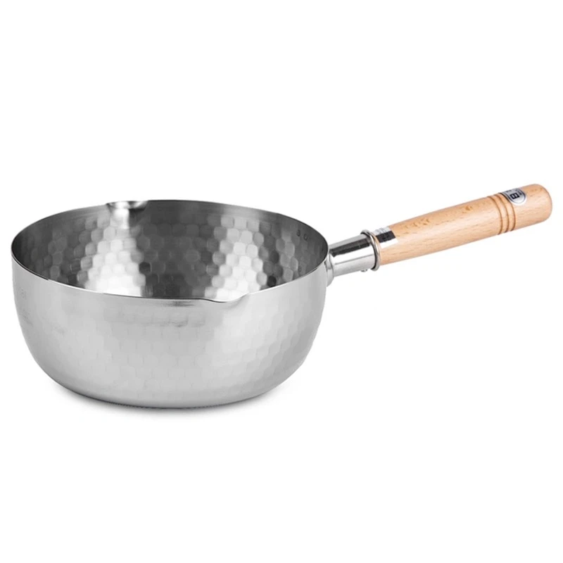 日本原装木柄旋压雪平奶锅