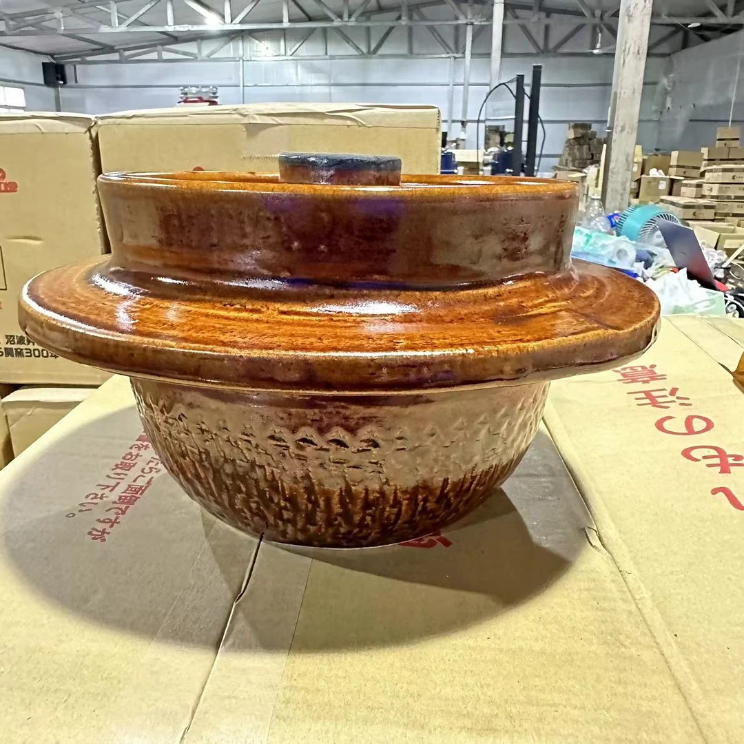 日本进口 万古烧 复古糖釉手作 3合炊饭釜