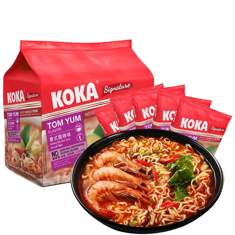 新加坡进口 可口KOKA泰式酸辣味快熟面炒面泡面速食方便面85g*5包