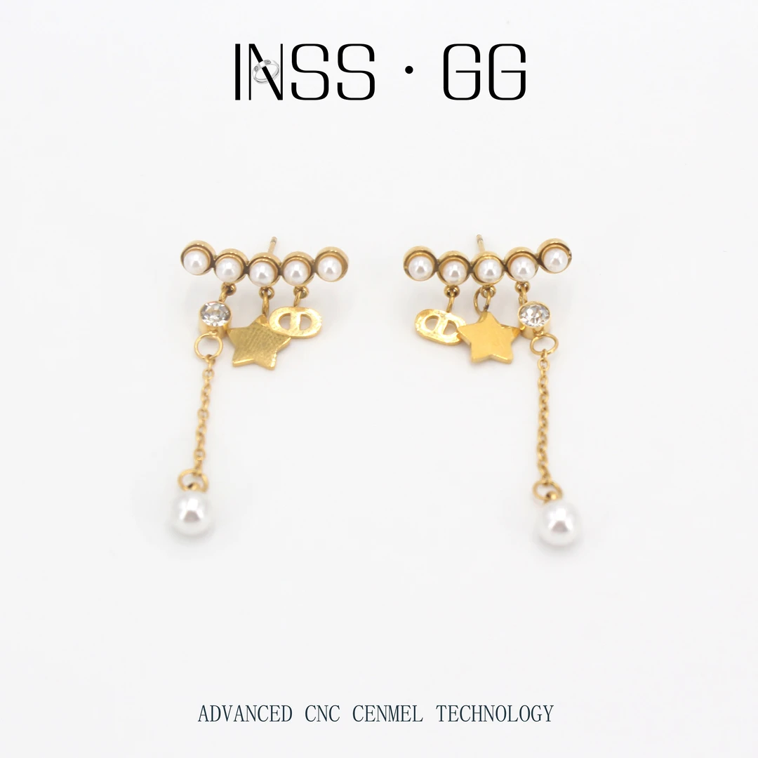 钛钢仿珍珠耳饰 【INSS · GG】气质轻奢时尚百搭镶嵌耳钉E010