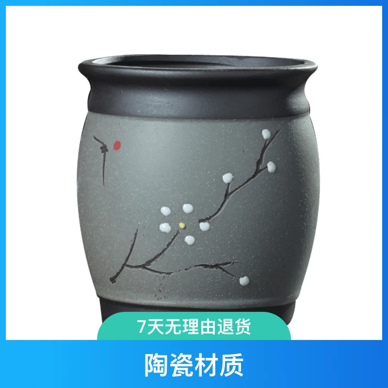 复古陶瓷花盆一件紫檀赤楠绿植老桩室内景观花卉盆景陶罐