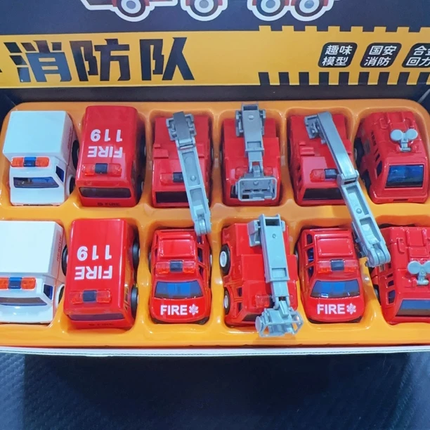 合金回力小汽车消防车仿真模型玩具口袋玩具车