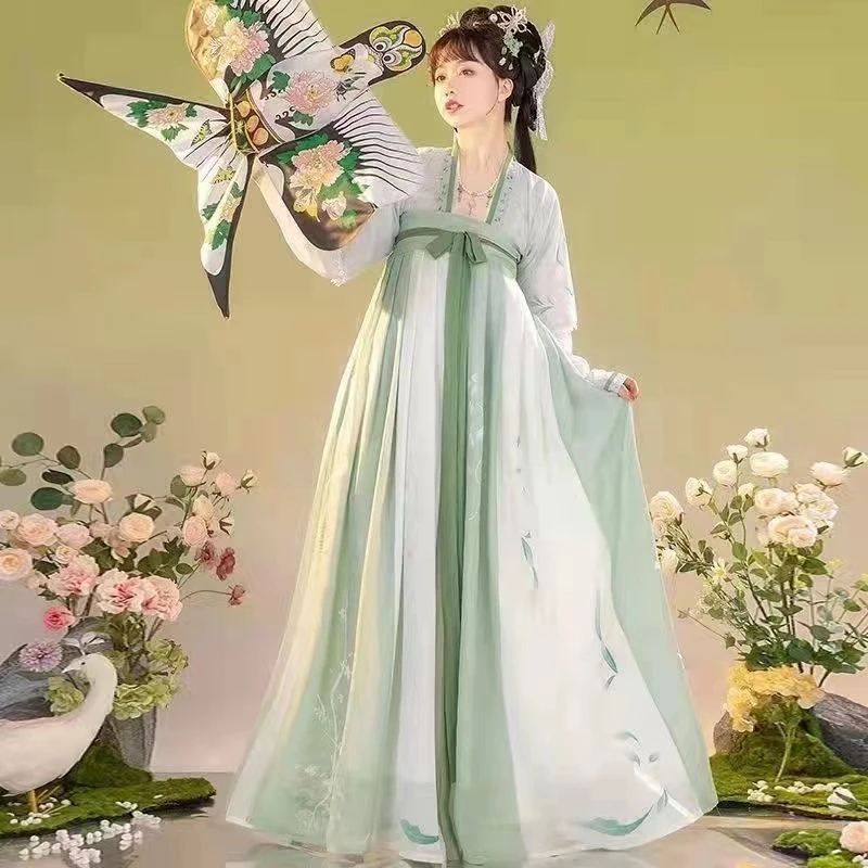 【春意满满】唐制一片式齐胸襦裙学生日常古风仙气汉服春夏套装