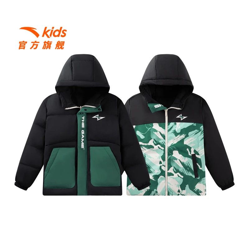 清仓安踏儿童男大童双面穿羽绒服加厚保暖防寒羽绒服运动外套学生