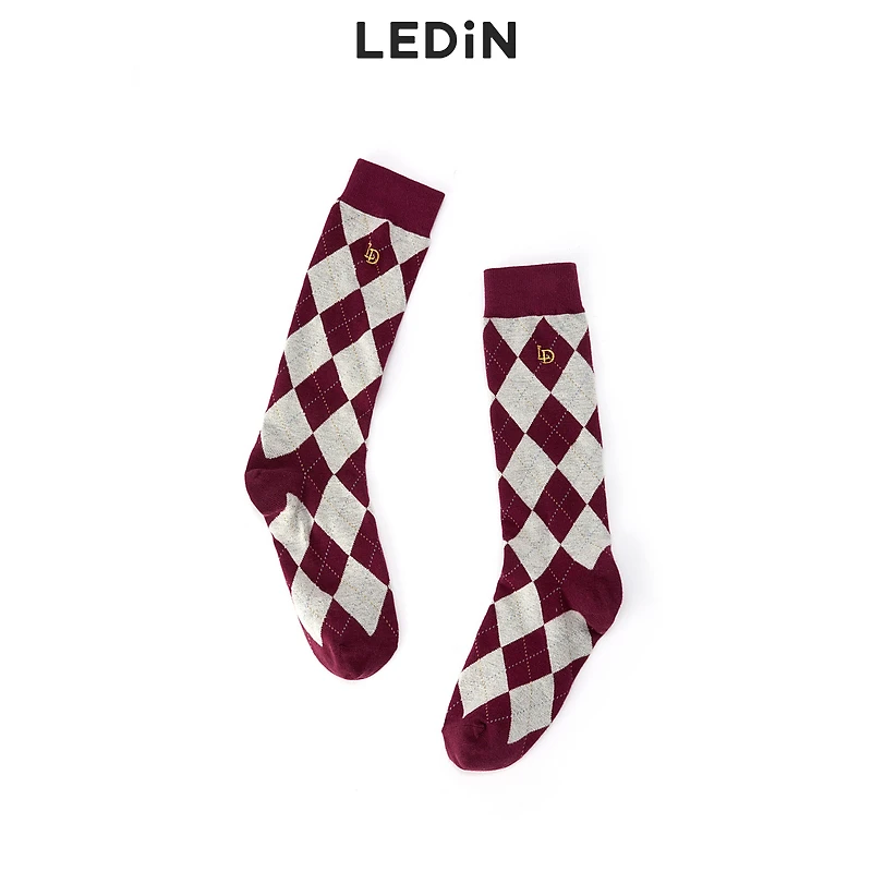 乐町秋冬新款日系个性格纹小腿袜C2YGD4314