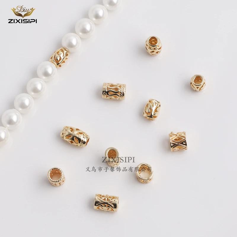 ZIXISIPI14K保色金镂空小桶珠手工DIY串珠编绳手链饰品隔珠/M0443
