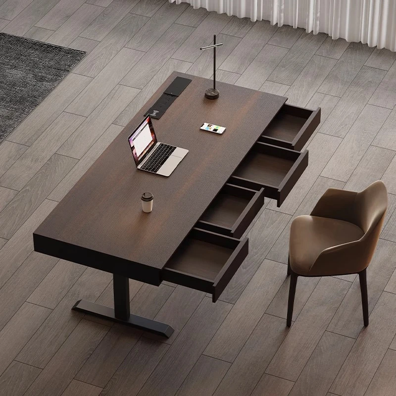 电动升降桌智能电脑桌实木轻奢书桌家用学习桌办公桌工作台老板桌