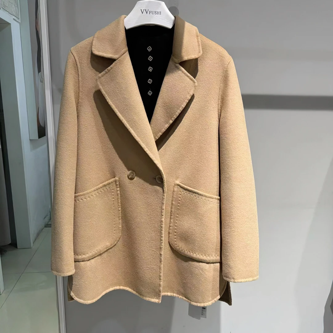 【VV FUSHI】S23101679双面呢时尚休闲中款秋冬百搭气质外套