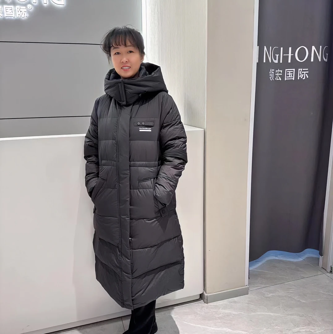 【VV FUSHI】中长款女款时尚百搭连帽简约潮流冬季过膝外套