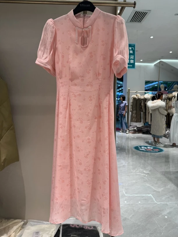 【VV FUSHI】L24049006夏季时尚气质国风印花碎花显瘦旗袍连衣裙