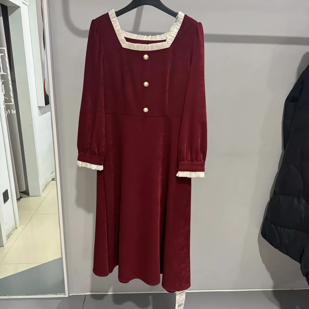 【VV FUSHI】L23015097女装连衣裙显瘦气质长袖收腰春秋长款连衣裙