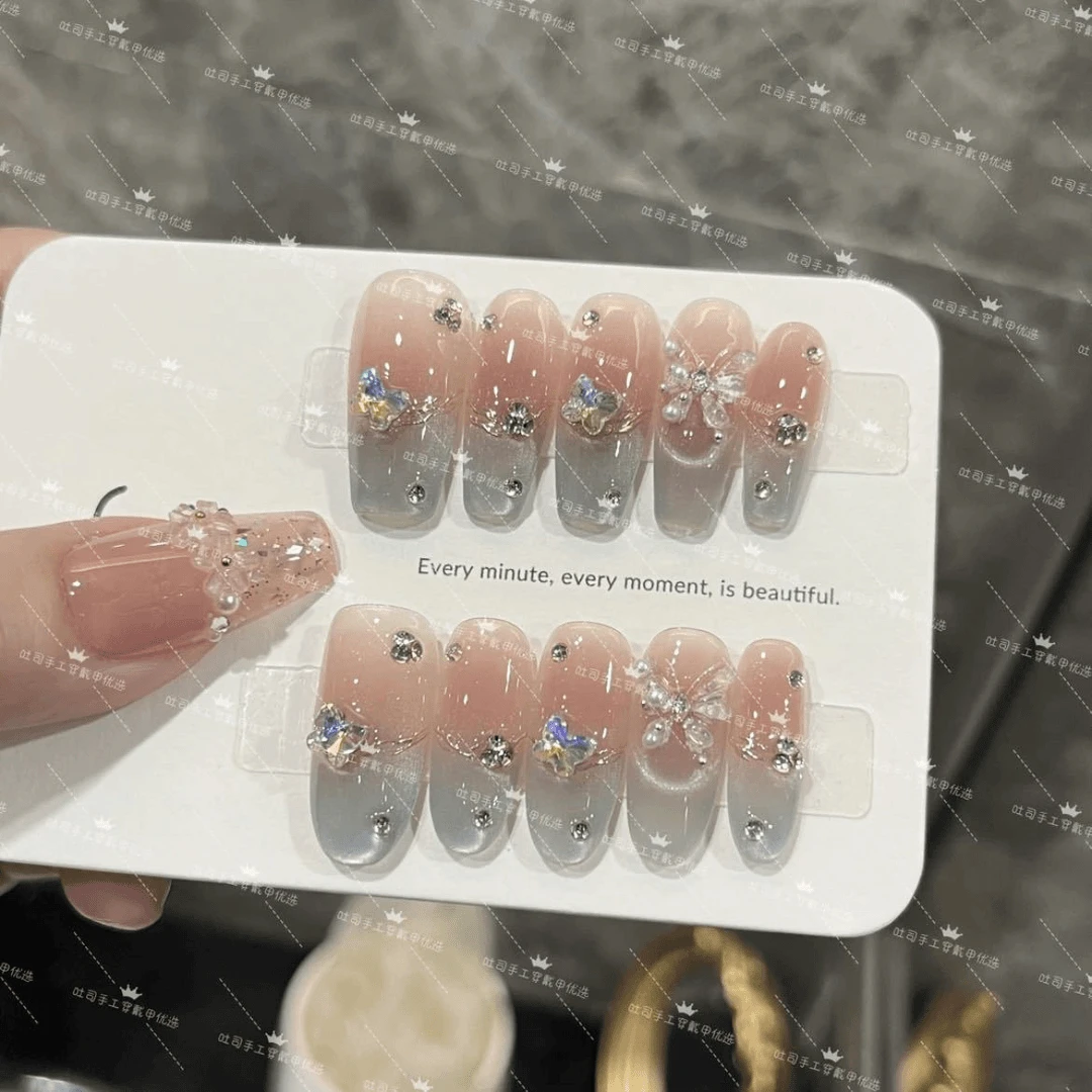 假日舞会】纯手工光疗穿戴假日舞会成品重复使用美甲贴片可拆卸猫