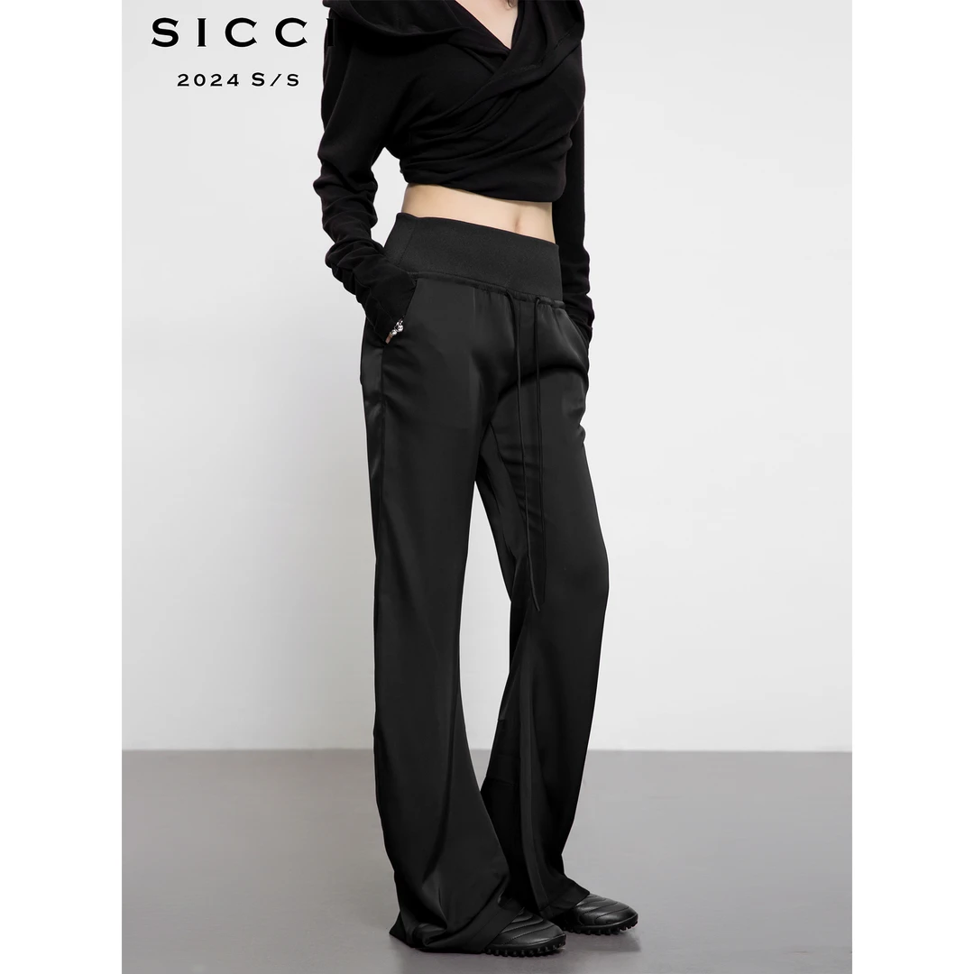 6折清 不tui不换 施施SICCI_秋冬新品 巨好看的缎面弯刀长裤