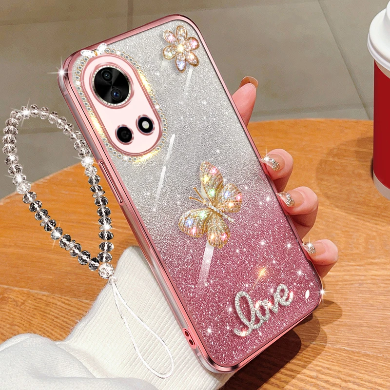 适用华为Nova13手机壳BLK-AL80镶钻防摔透明闪粉保护壳蝴蝶女款软