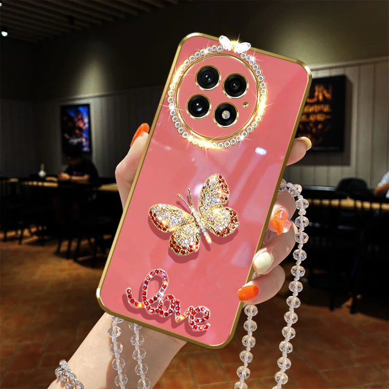 适用oneplus一加13手机壳镶钻防摔网红蝴蝶女款软胶保护套全包边