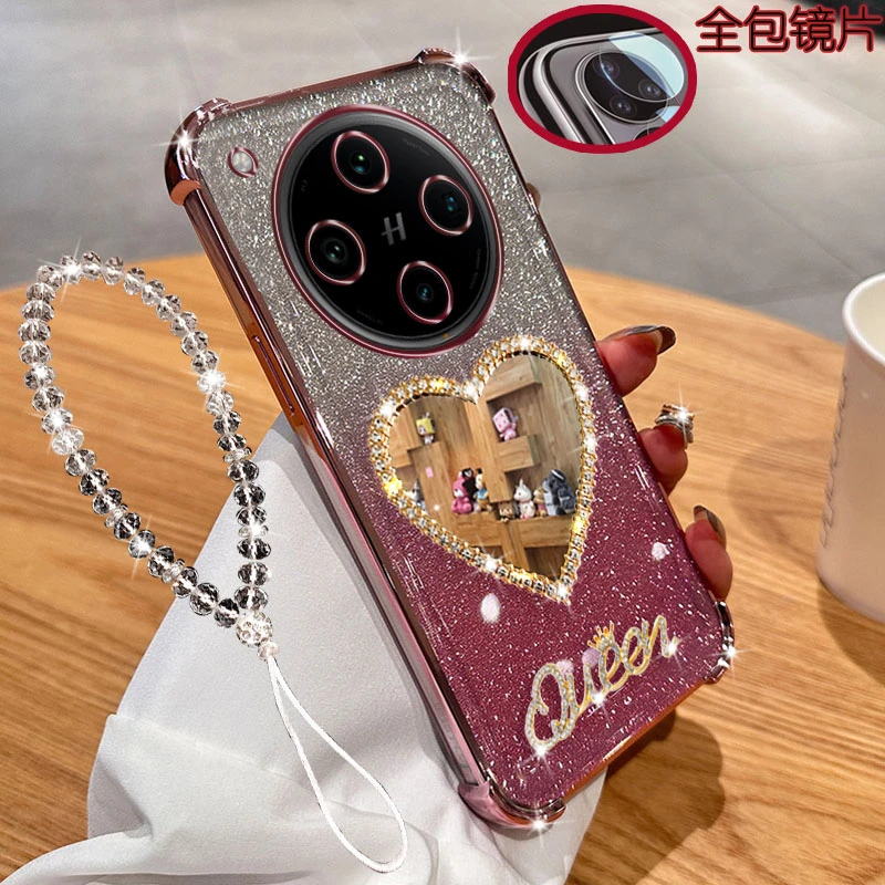 适用oppo findx8pro卫星通信版手机壳PKC130镜头全包镶钻镜子防摔